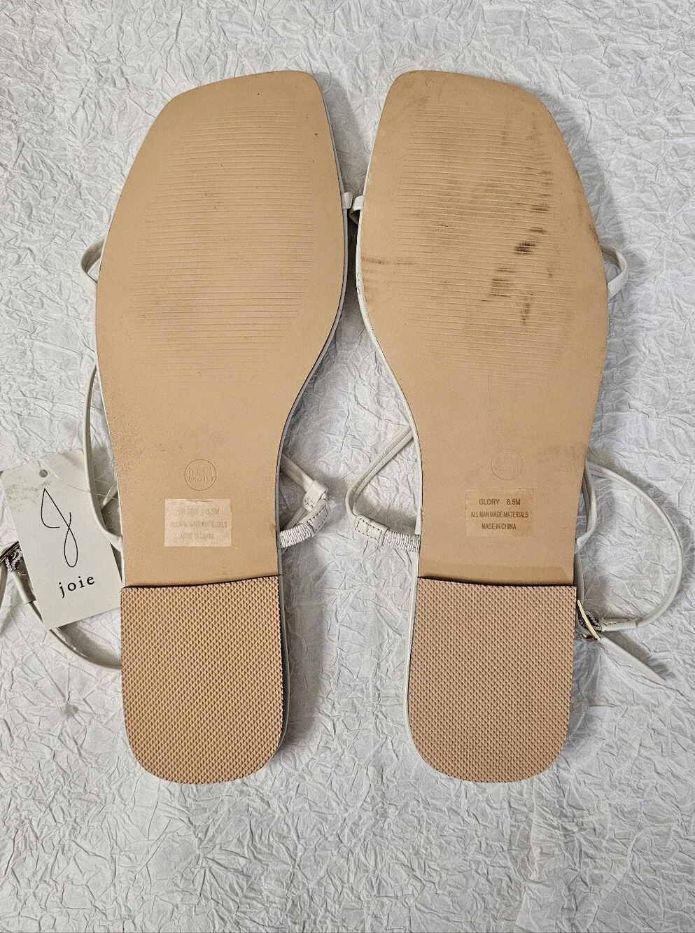 Joie Glory Womens White Minimlaist Square Toe T strap sandals New with tags - Picture 8 of 8